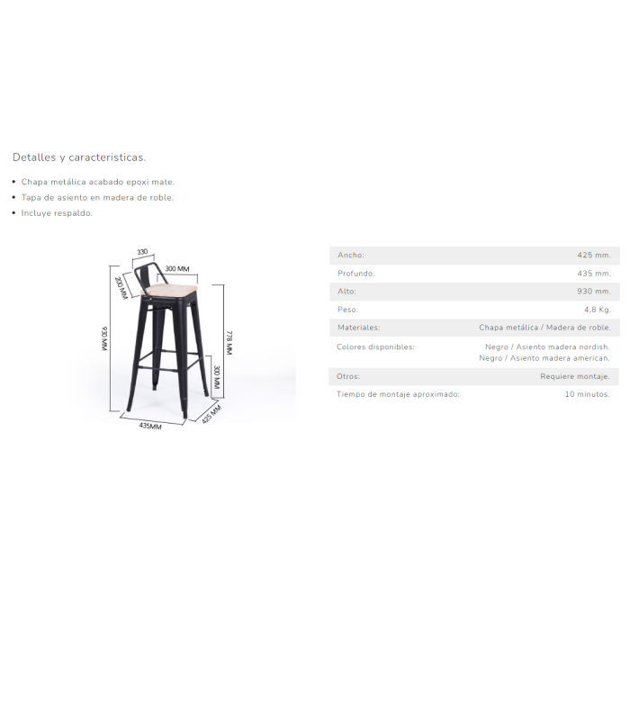 copy of Pack de 4 tabourets Tolix avec dossier en finition