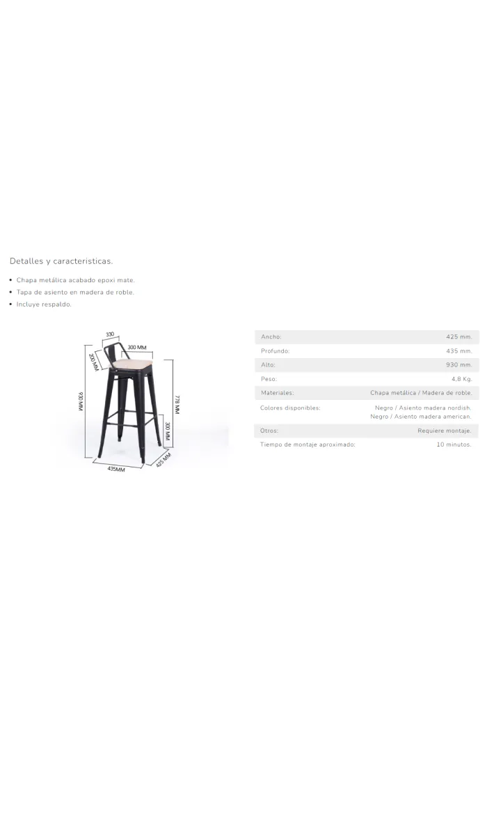 copy of Pack de 4 tabourets Tolix avec dossier en finition