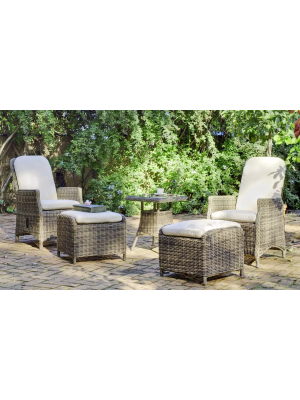 Conjunto jardín 2 sillones, 2 reposapiés y mesa auxiliar