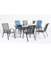 Conjunto de mesa + 4 sillones en acero Sulam-150/4 en acabado gris antracita