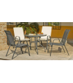 Conjunto de mesa + 4 sillones en acero Sulam-90/4 en acabado gris antracita.