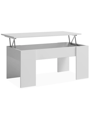 Mesa centro elevable blanca 100x50x45 cm