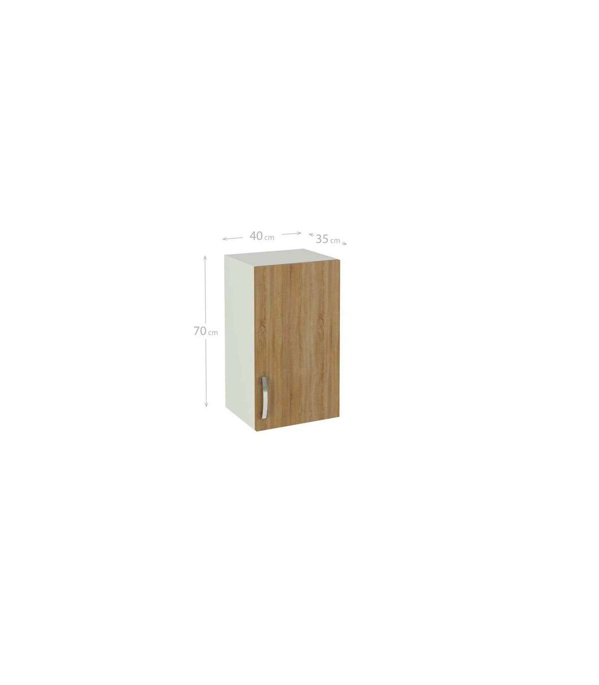 Mueble cocina para colgar con 1 puerta en roble cortez. 70 cm(alto