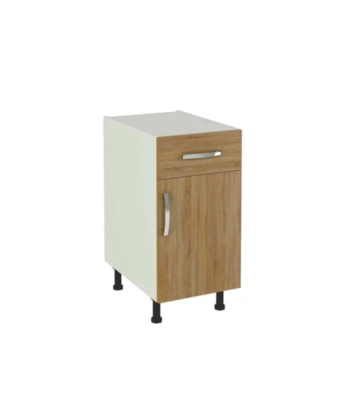 Mueble cocina bajo 1 cajón y 1 puerta roble cortez