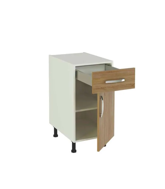 Mueble cocina bajo 1 cajón y 1 puerta roble cortez