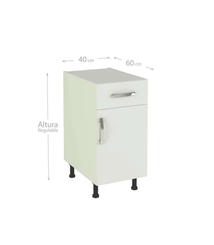 Mueble cocina bajo 1 cajón y 1 puerta blanco