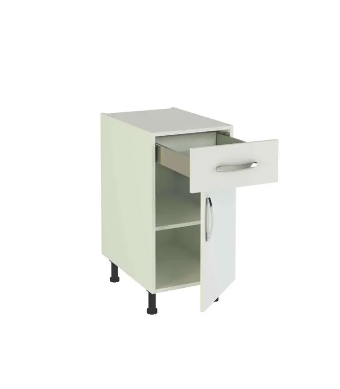 Mueble cocina bajo 1 cajón y 1 puerta blanco