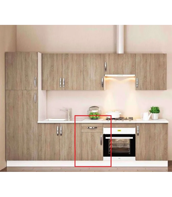 Mueble cocina bajo 1 cajón y 1 puerta roble cortez