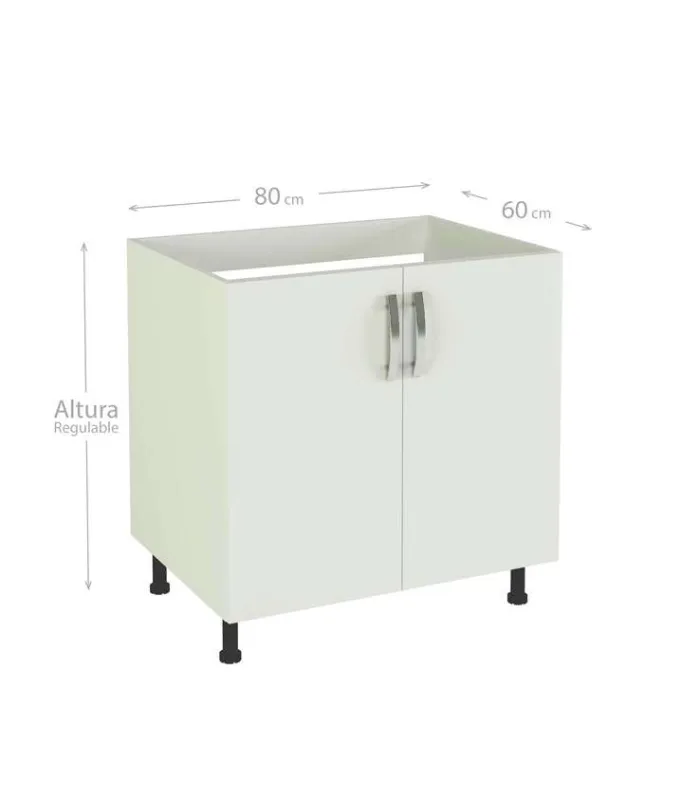Mueble cocina blanco, 2 puertas, práctico y moderno