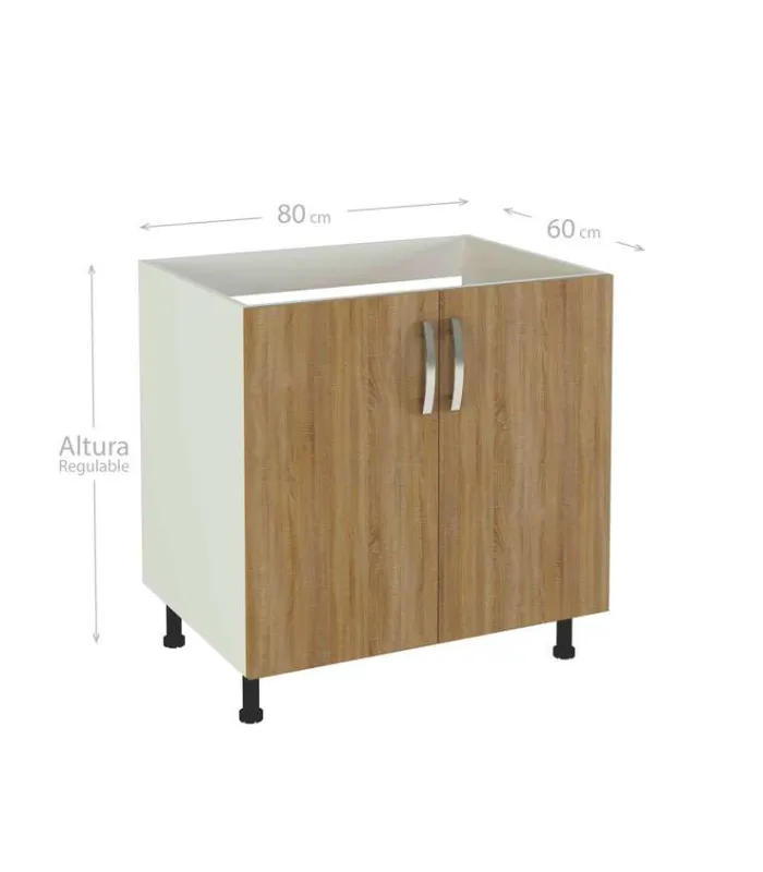 Mueble cocina fregadero 2 puertas en roble cortez
