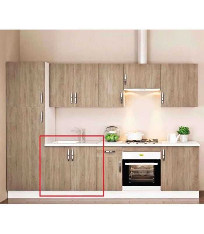 Mueble cocina fregadero 2 puertas en roble cortez