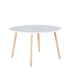 Table ronde à rallonge Md-Nordika-100 blanc/hêtre 75 cm(hauteur)100/140/180 cm(largeur)100 cm(longueur)