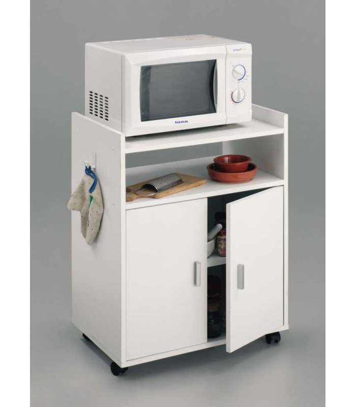 White microwave auxiliary furniture