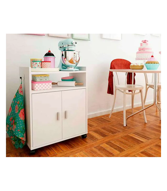 White microwave auxiliary furniture