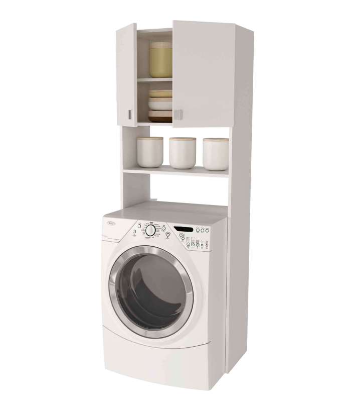 Armoire pour lave-linge en finition blanc brillant 64