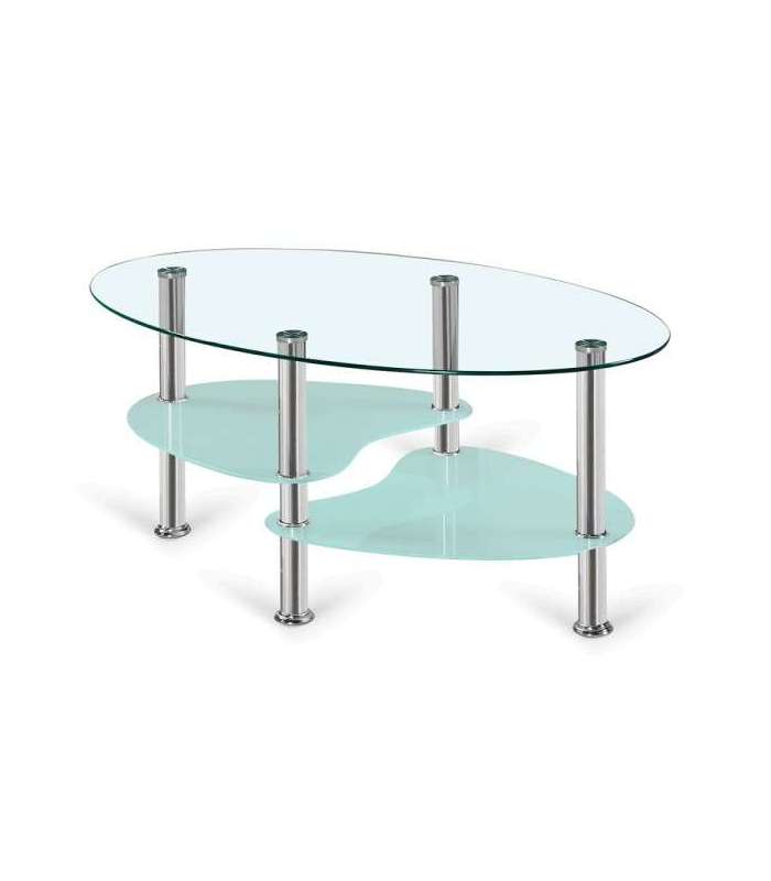 copy of Oval Brandy coffee table with lid and glass shelves