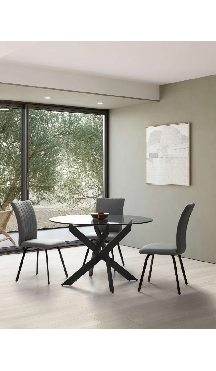 Mesa redonda Rota negra, 120 cm, diseño moderno.