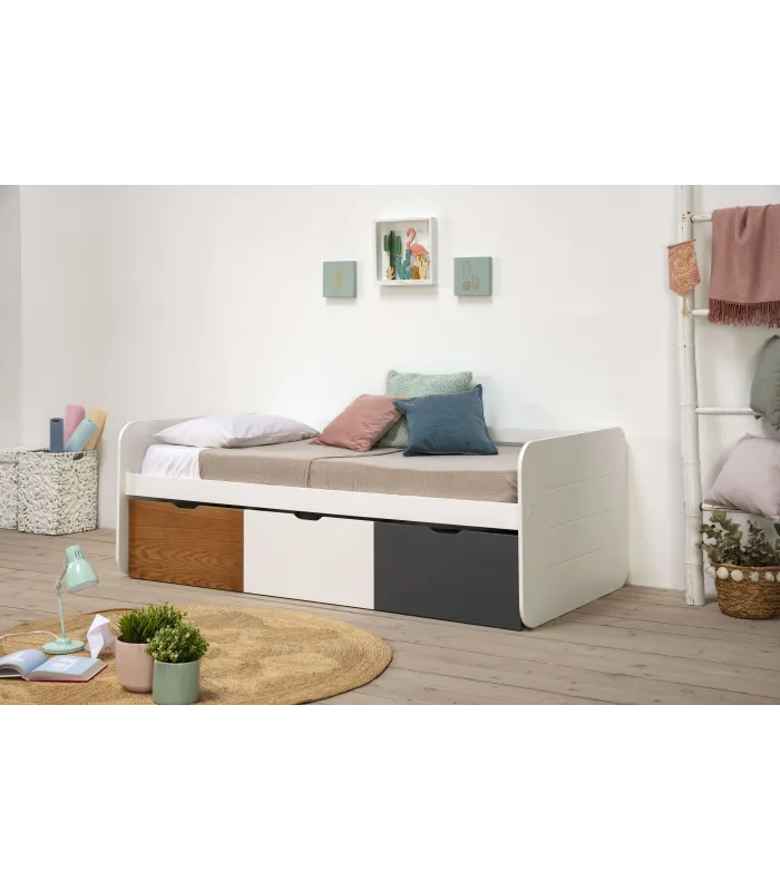 Cama nido Romina con 3 cajones en color blanco