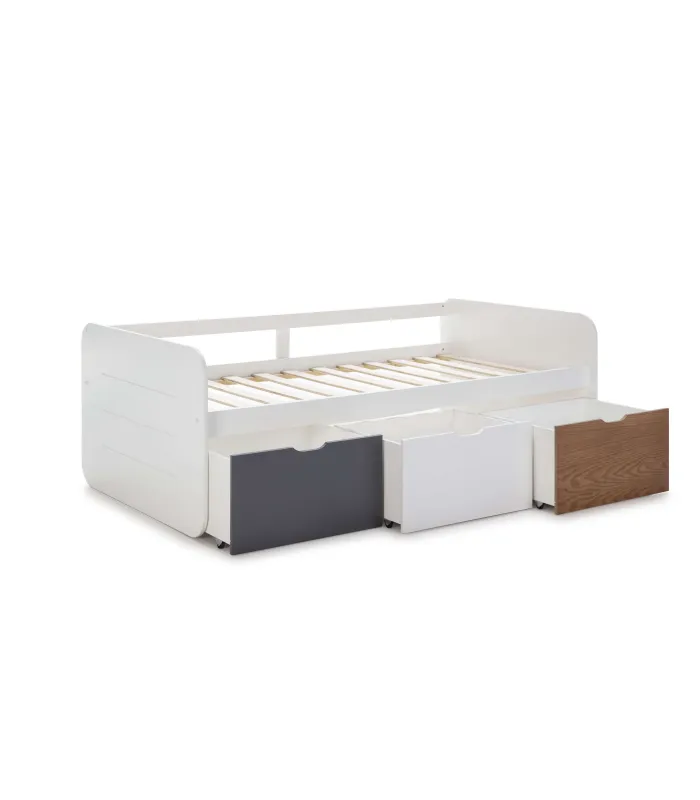 Cama nido Romina con 3 cajones en color blanco