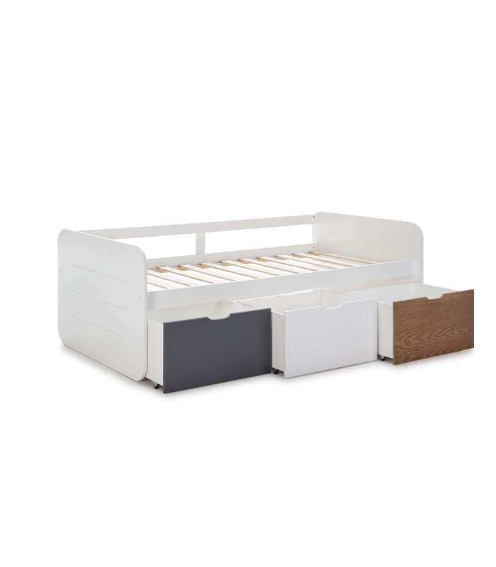 copy of Lit gigogne pour matelas de 90 cm Finition blanc Redona