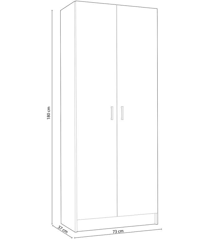 Broom cabinet 2 doors white 73 cm wide