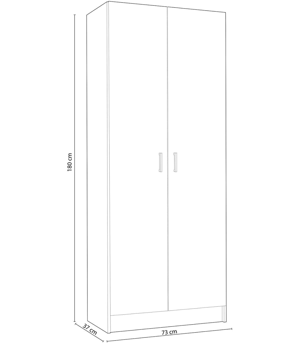 Armario 2 puertas en color roble, 73 x 37 x 180 cm — Qechic