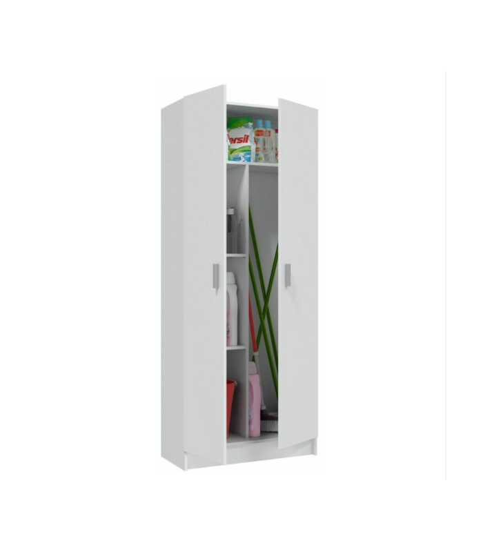 Broom cabinet 2 doors white 73 cm wide