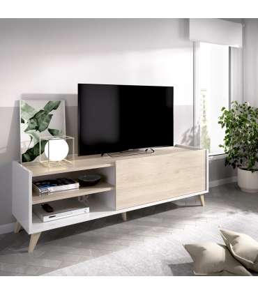 DKT Mesas TV Mueble de televisión Cazalilla en natural/blanco