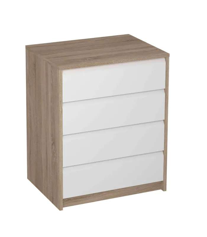 Cajonera Madrid en roble y blanco, solución de almacenaje.