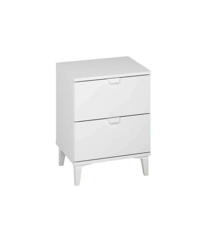 Table de chevet 2 tiroirs en finition blanche 56 cm(hauteur)43