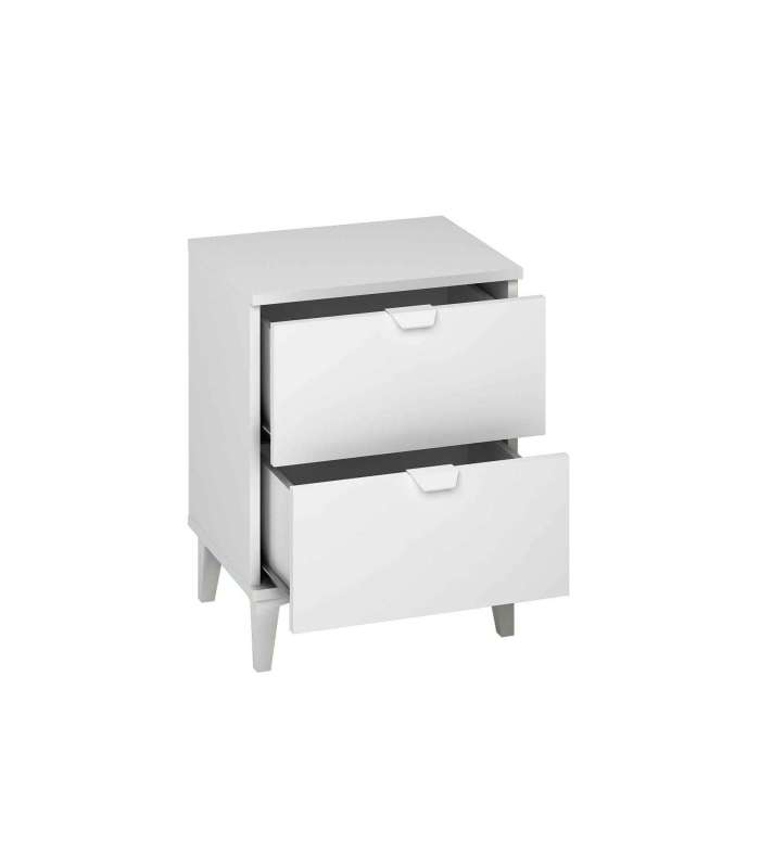 Table de chevet 2 tiroirs en finition blanche 56 cm(hauteur)43