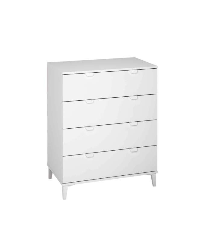 Commode 4 tiroirs en finition blanche 98 cm(hauteur)80