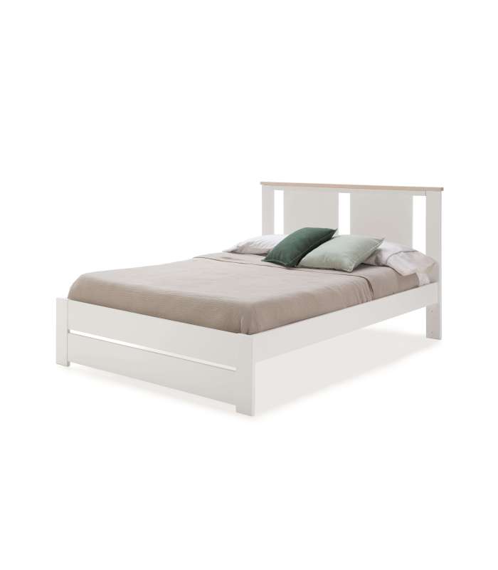 copy of BED 1.60 GABI W/DRAWER WHITE LAC/WAX BL W/SOMIER