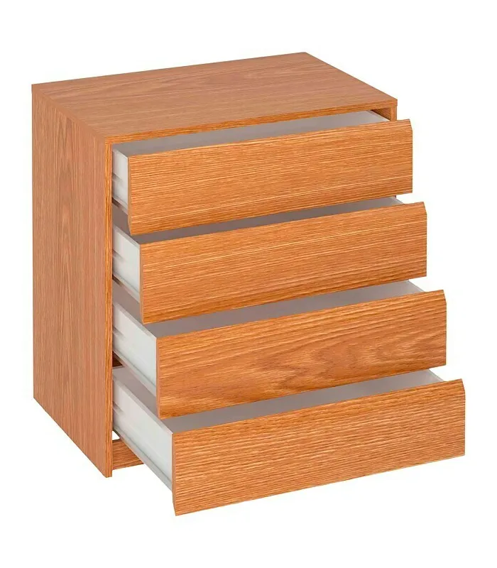 Cajonera de 70 cm, 4 cajones, acabado roble bisel