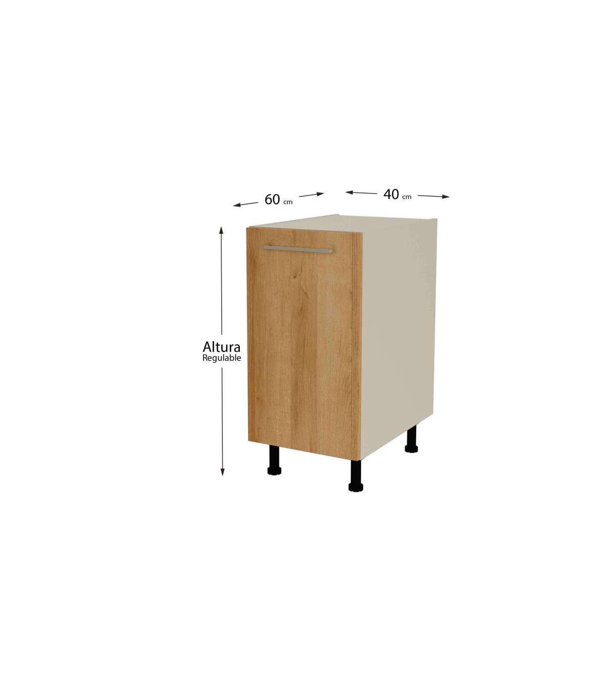 Mueble de cocina con cajones en gris cream y blanco mate. 85 cm(alto)40 cm( ancho)60 cm(largo) Color BLANCO MATE