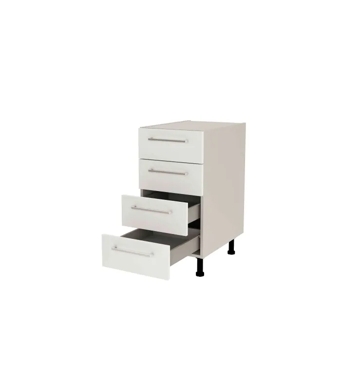 Mueble de cocina gris cream y blanco mate, 4 cajones