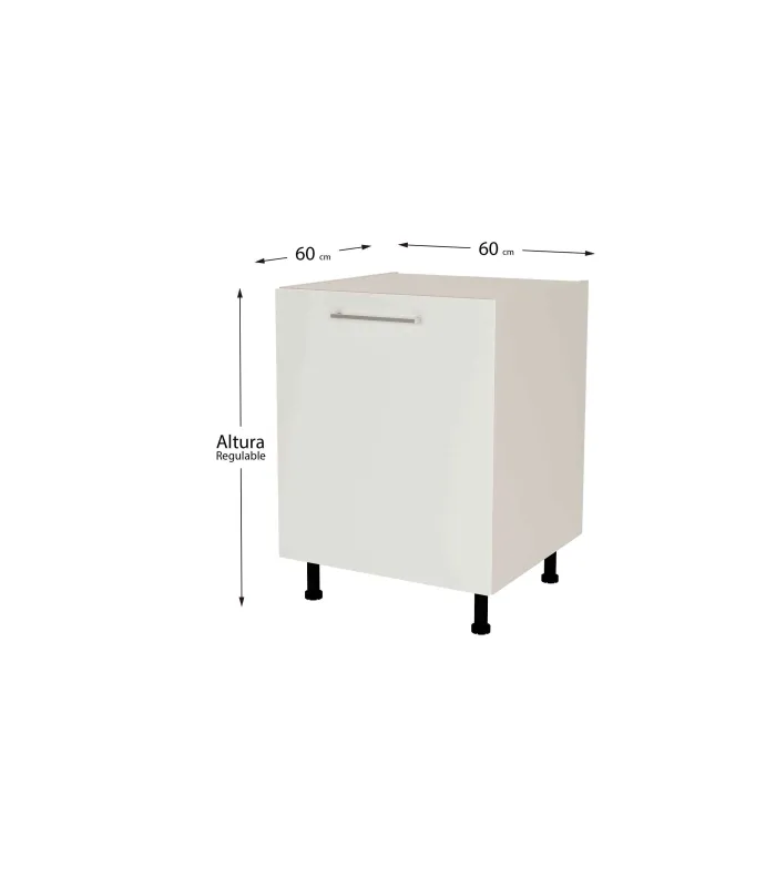 Mueble de cocina gris cream y blanco mate, 1 puerta