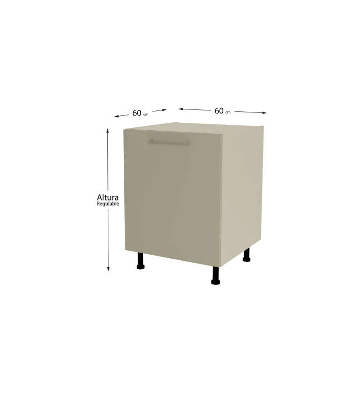 Mueble de cocina bajo con puerta en gris cream y visón