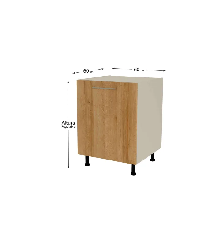Mueble de cocina bajo 1 puerta gris cream y roble vega