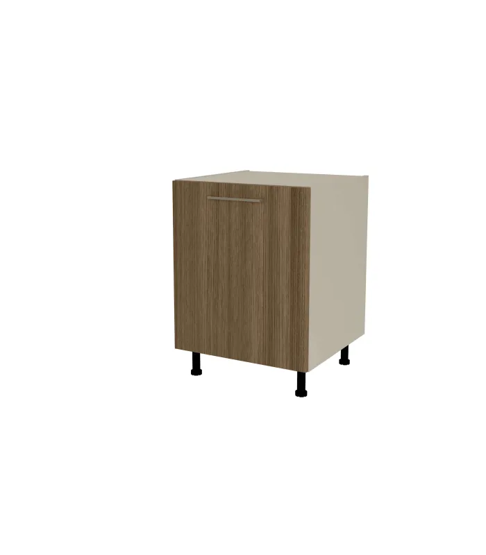 Mueble bajo de cocina gris cream y nogal noceto