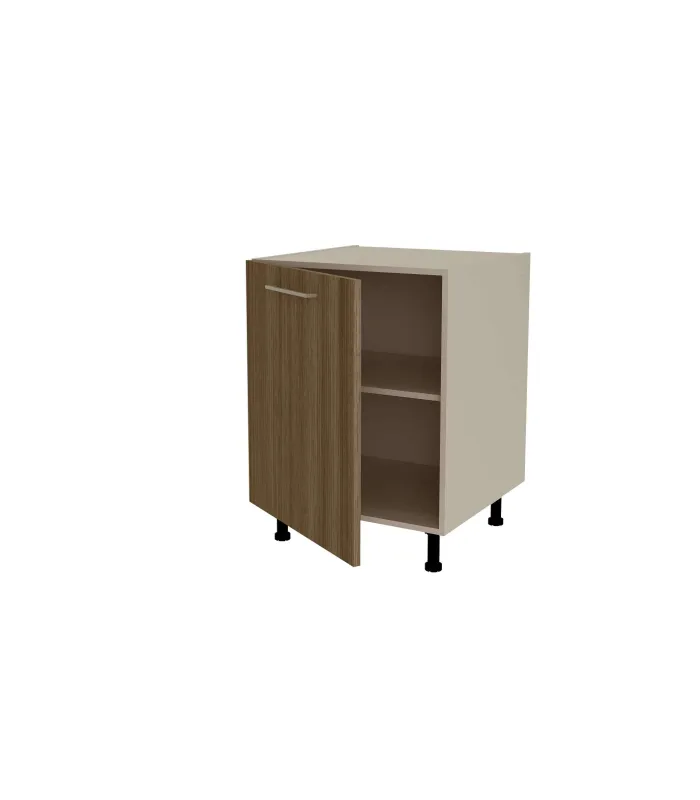 Mueble bajo de cocina gris cream y nogal noceto