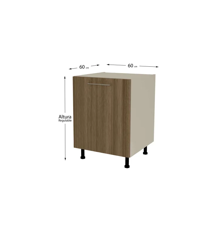Mueble bajo de cocina gris cream y nogal noceto
