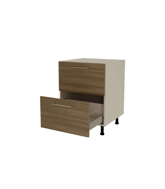 Mueble bajo cacerolero gris cream y nogal noceto