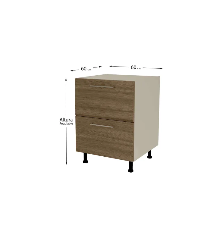 Mueble bajo cacerolero gris cream y nogal noceto