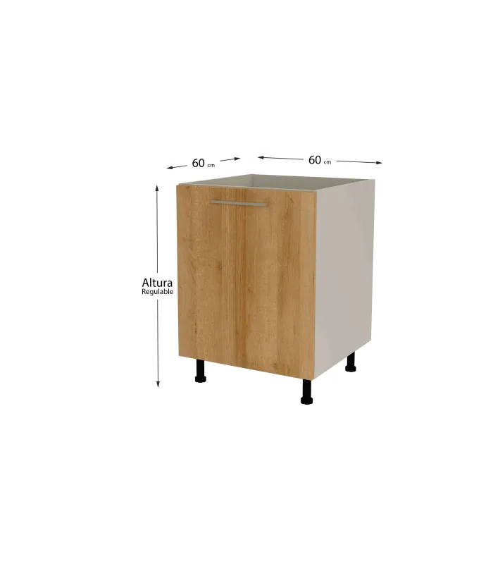 Mueble bajo para fregadero gris cream y roble vega