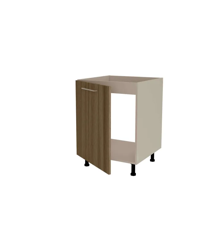 Mueble de cocina bajo gris cream y nogal noceto.