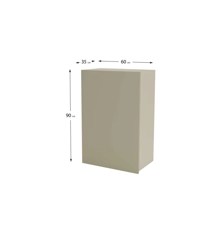 Mueble cocina alto gris cream y visón, puertas sin tirador
