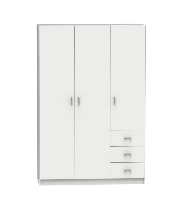 Armario 3 puertas y 3 cajones blanco brillo 180x120x50