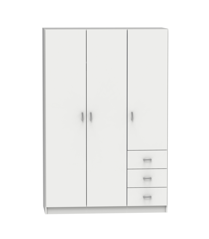 Armoire avec 3 portes battantes et 3 tiroirs en finition chêne