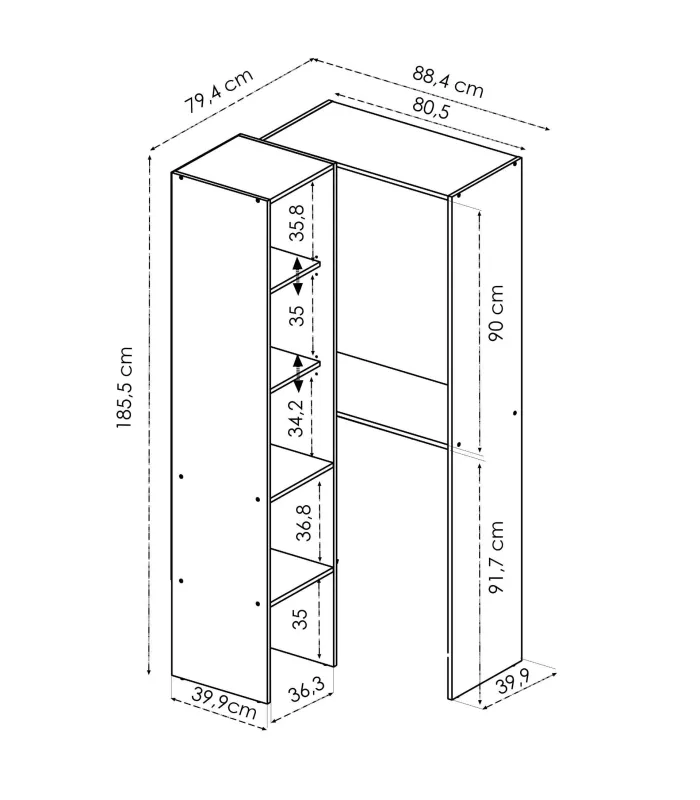 Vestidor de rincón Sol Natural 79.4cm